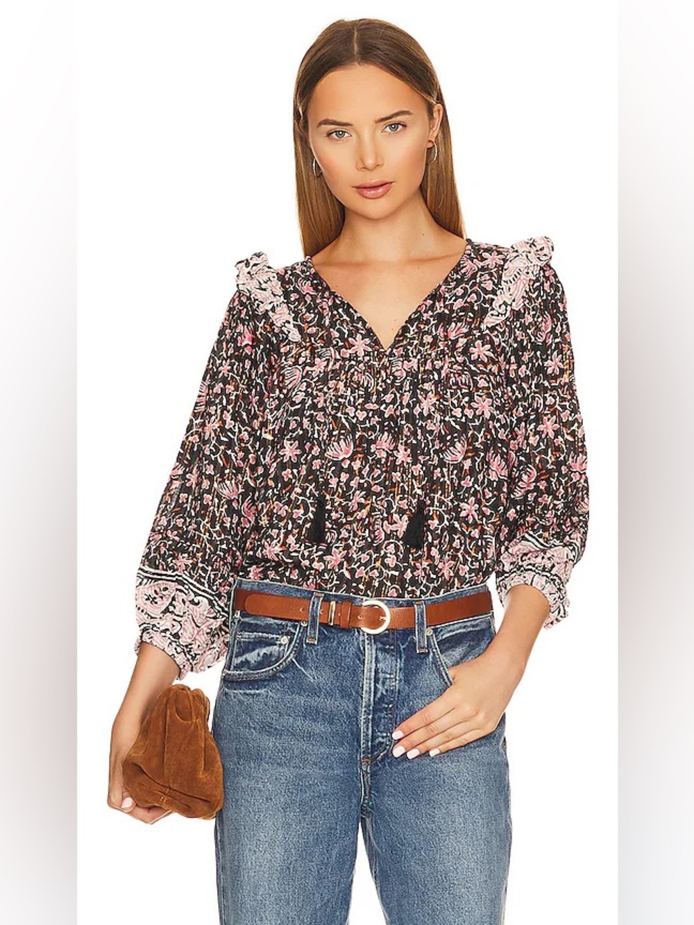 Cleobella Brynlee Blouse in Fan Print
